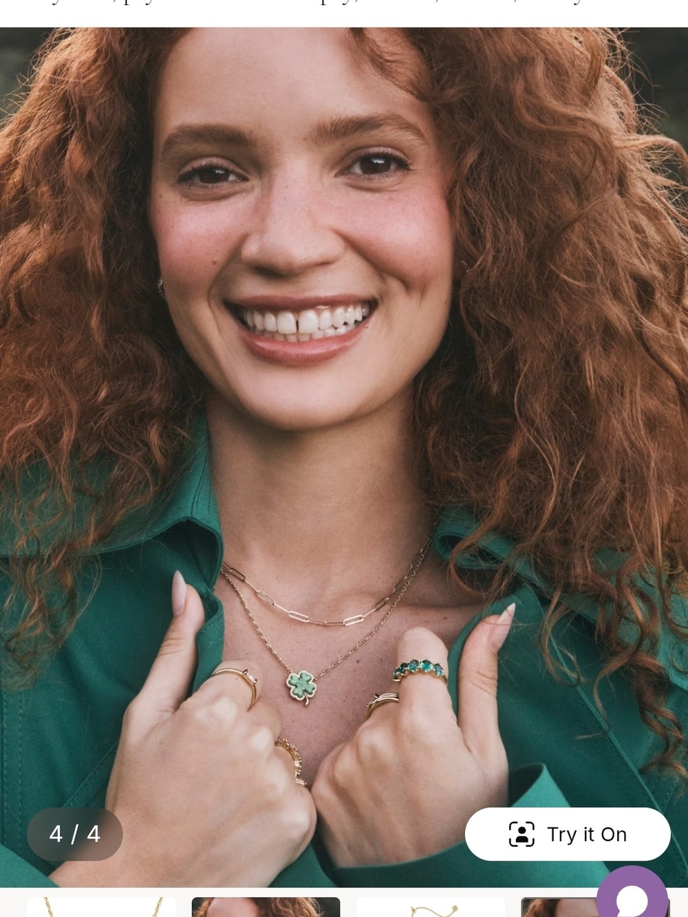 Kendra Scott Gold Layered Necklace with Green Clover Pendant